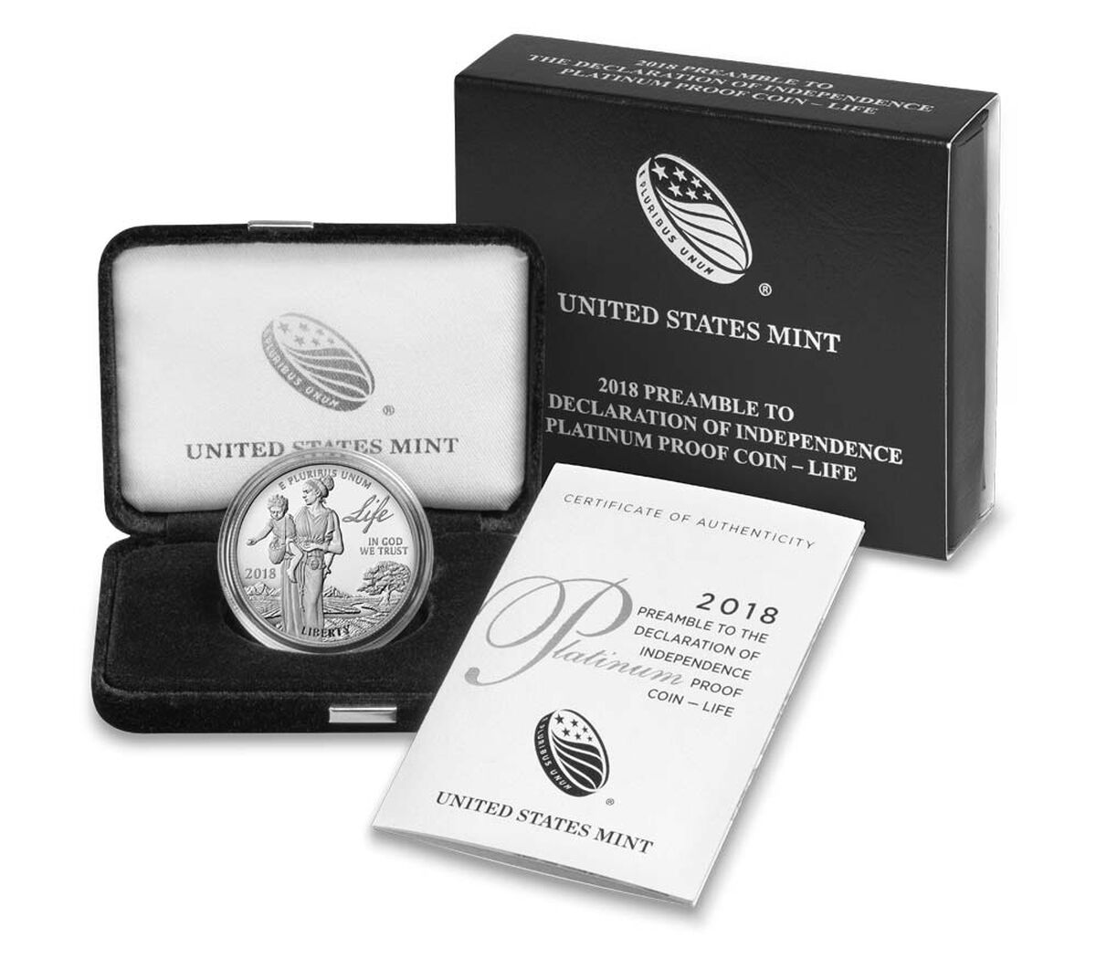 Preamble to the Declaration of Independence 2018 Platinum Proof Coin - Life