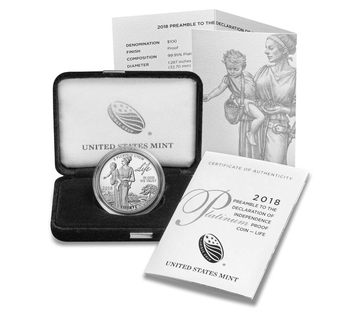 Preamble to the Declaration of Independence 2018 Platinum Proof Coin - Life