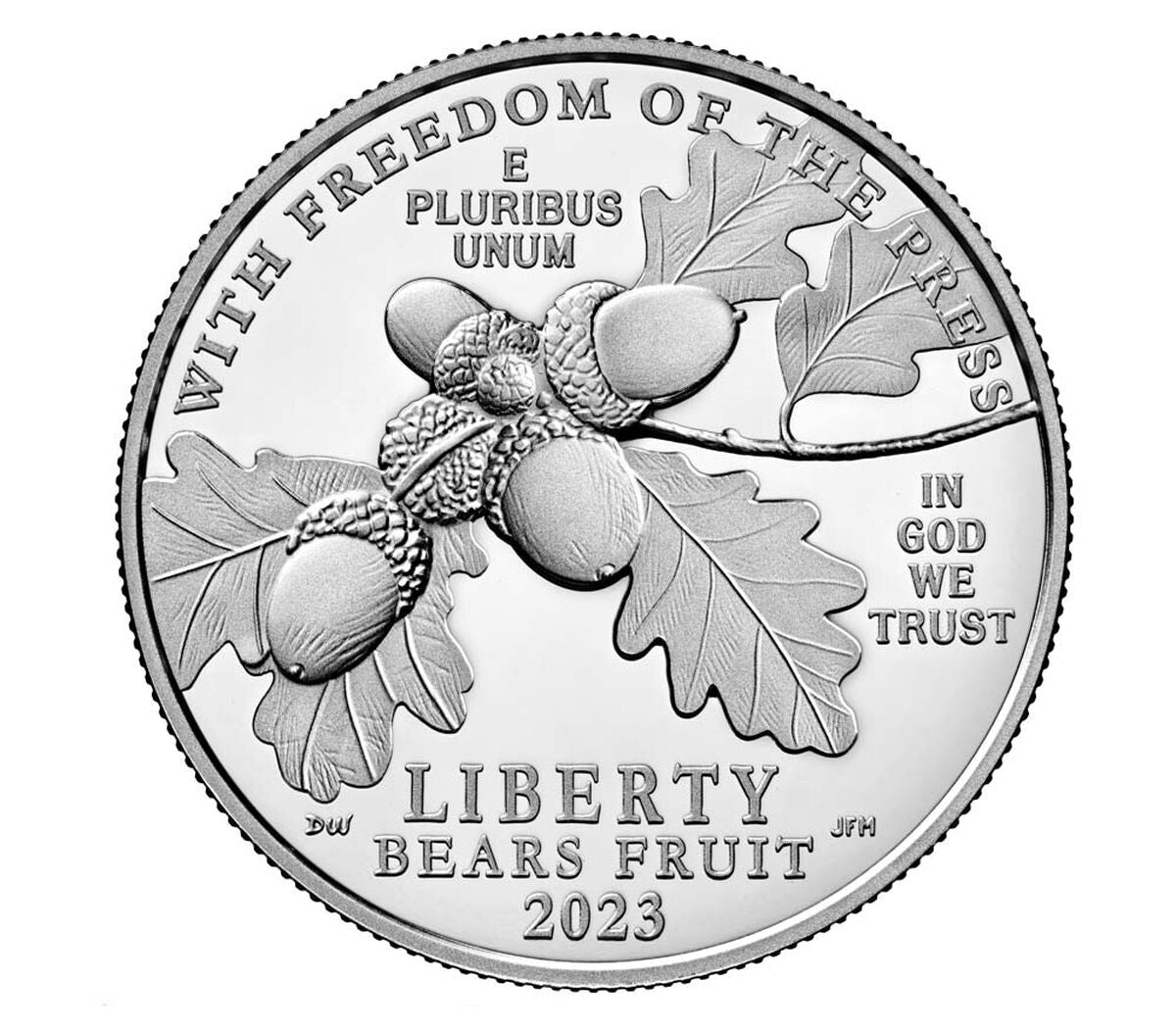 First Amendment to the United States Constitution 2023 Platinum Coin - Freedom of the Press