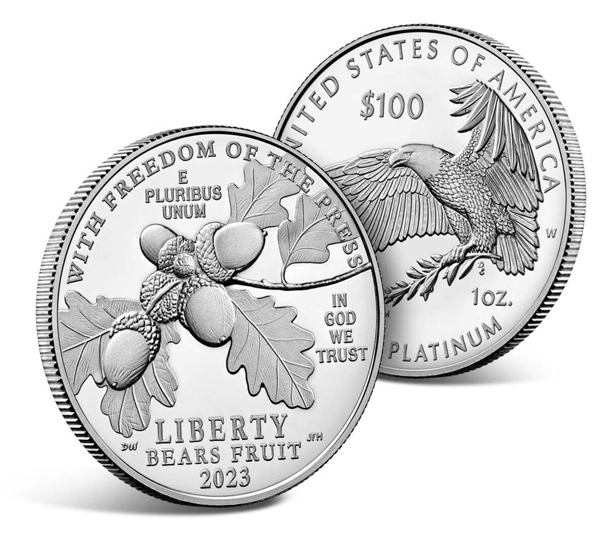 First Amendment to the United States Constitution 2023 Platinum Coin - Freedom of the Press
