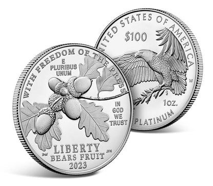First Amendment to the United States Constitution 2023 Platinum Coin - Freedom of the Press