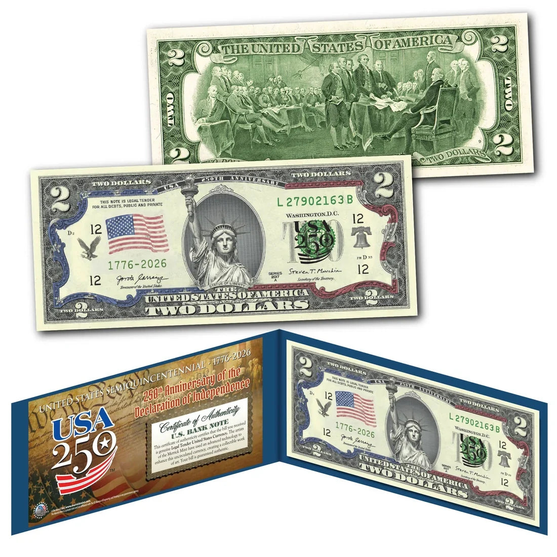 American 250th Anniversary $2 Bill – Statue of Liberty | Genuine Legal Tender