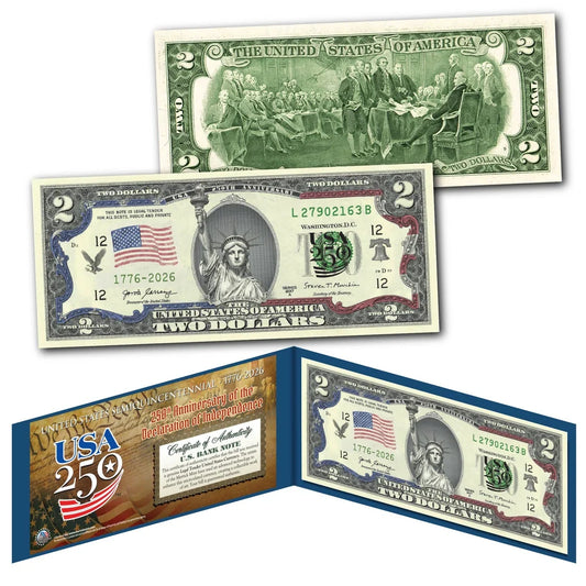 American 250th Anniversary $2 Bill – Statue of Liberty | Genuine Legal Tender