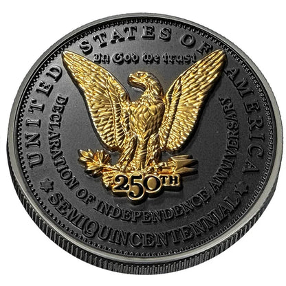 3D American Morgan Silver Dollar Tribute Coin (Black Ruthenium & 24k Gold)