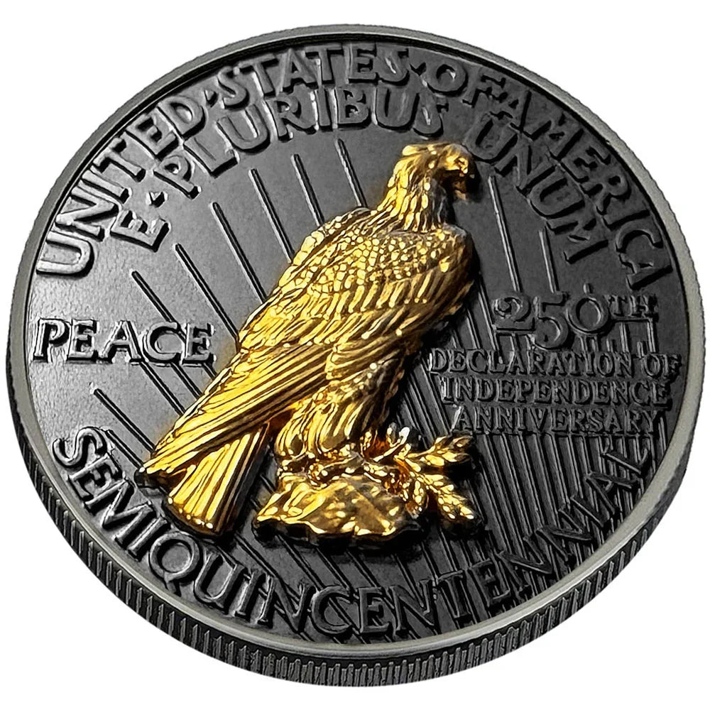 3D American Peace Dollar Tribute Coin (Black Ruthenium & 24k Gold)