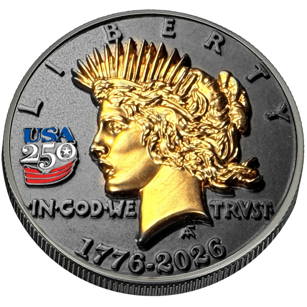 3D American Peace Dollar Tribute Coin (Black Ruthenium & 24k Gold)